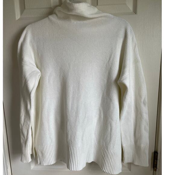 T by Talbots Funnel Neck Sweater Sz S Cream Pullover Casual Minimalist Neutral - Picture 3 of 8